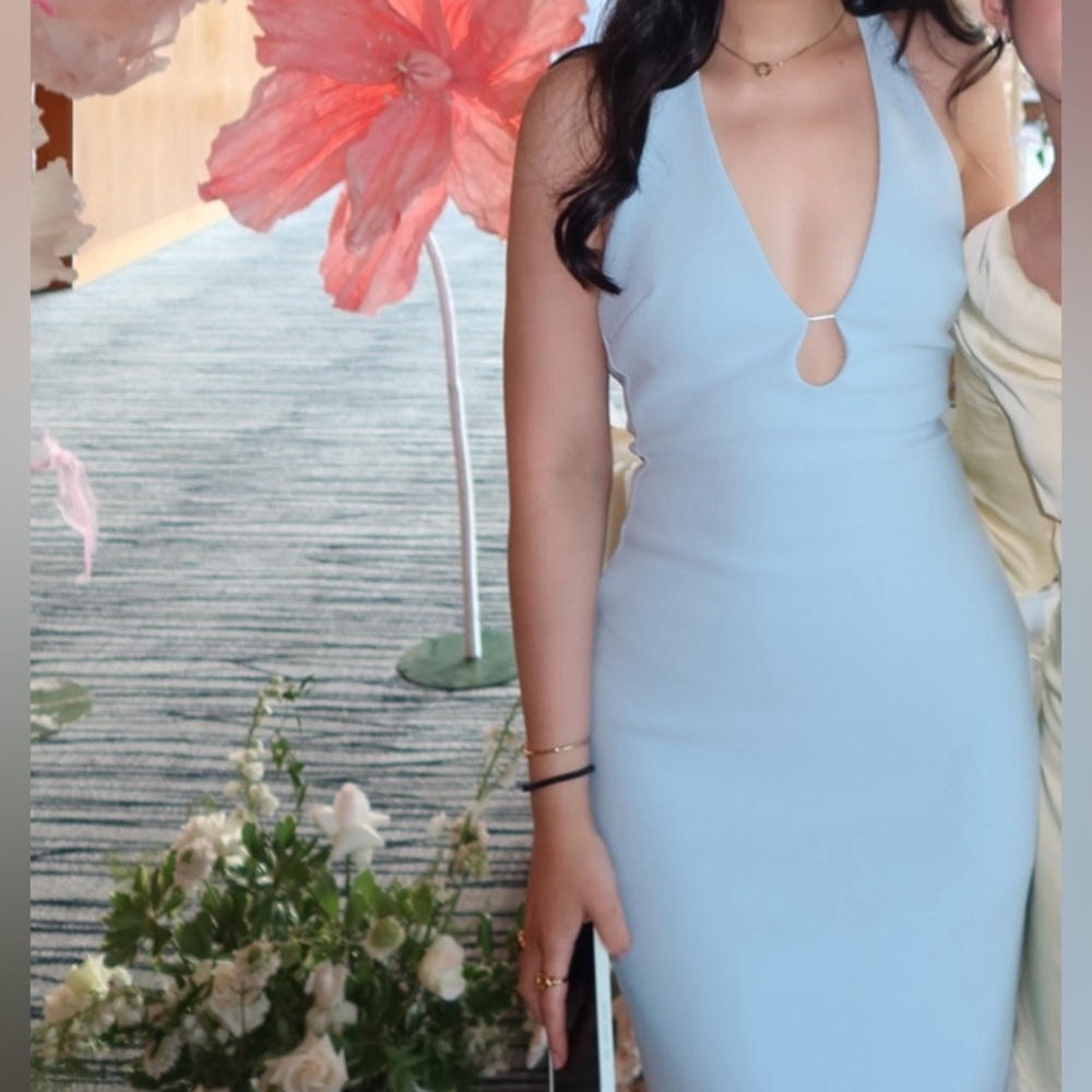 Bec and bridge Elvie halter midi dress dolphin blue